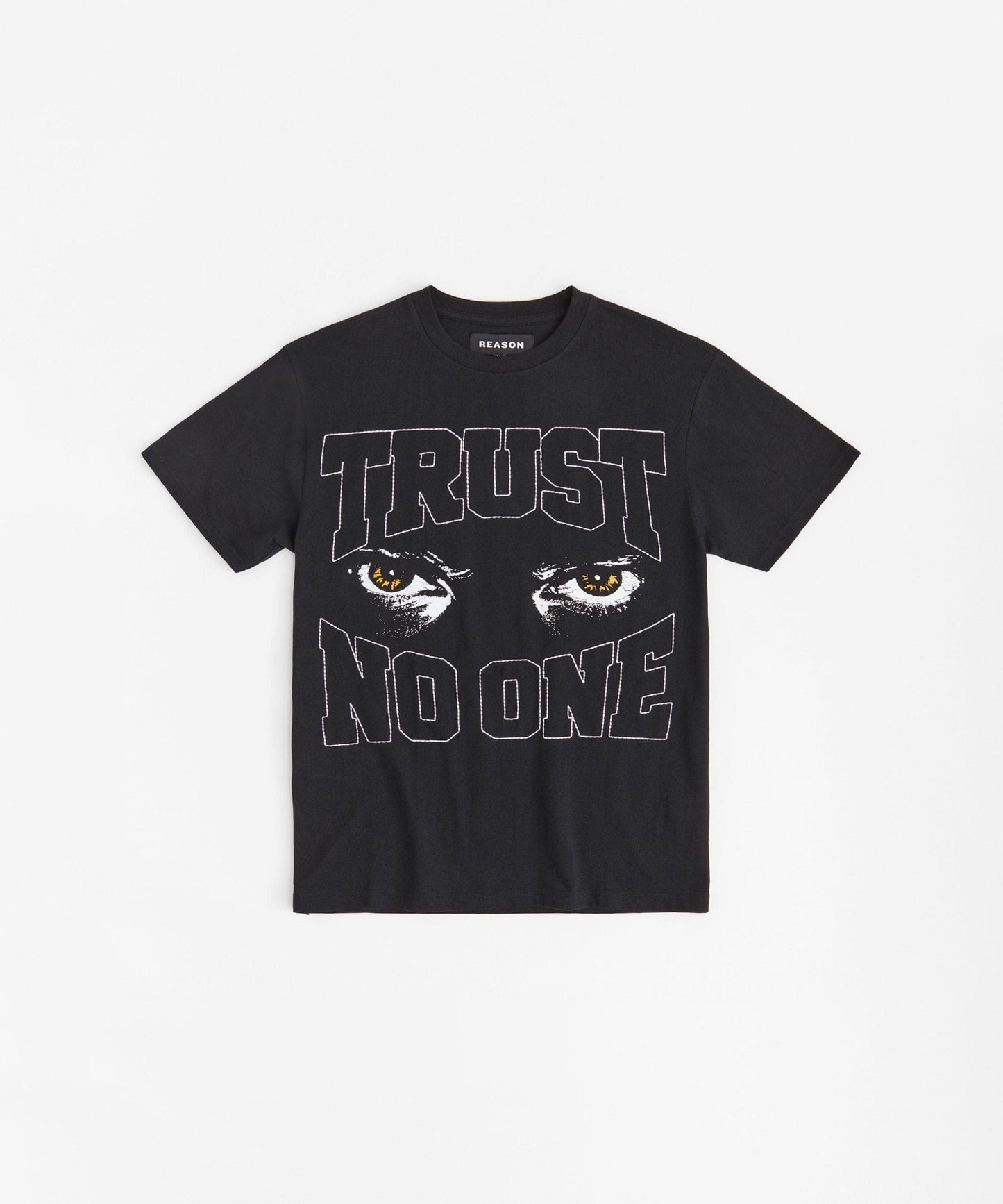 Trust No One Gold Embroidered Short Sleeve Tee - Black