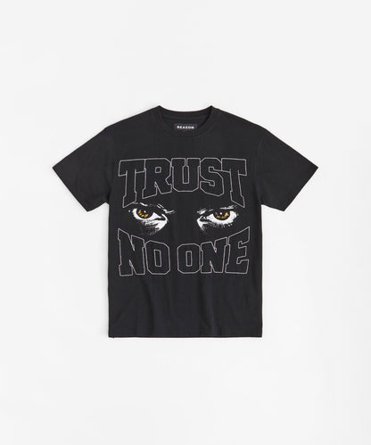 Trust No One Gold Embroidered Short Sleeve Tee - Black