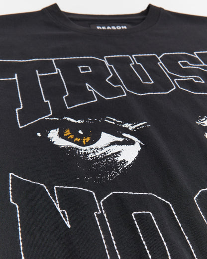Trust No One Gold Embroidered Short Sleeve Tee - Black