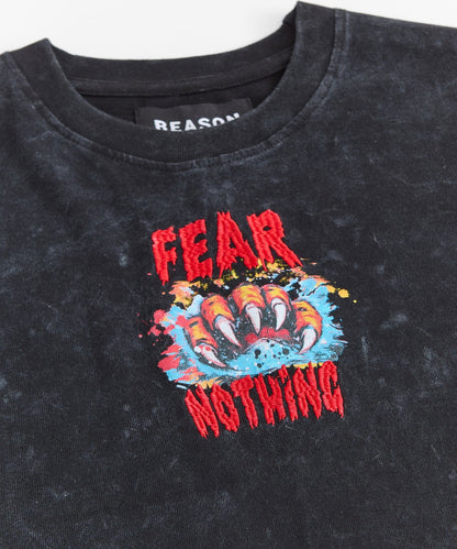 Stay Wild Embroidered Short Sleeve Tee - Charcoal