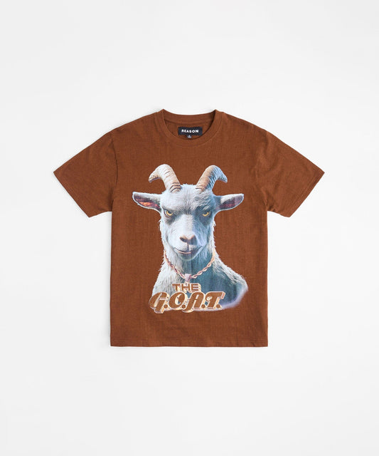 Goat Rhinestone Short Sleeve Tee - Brown