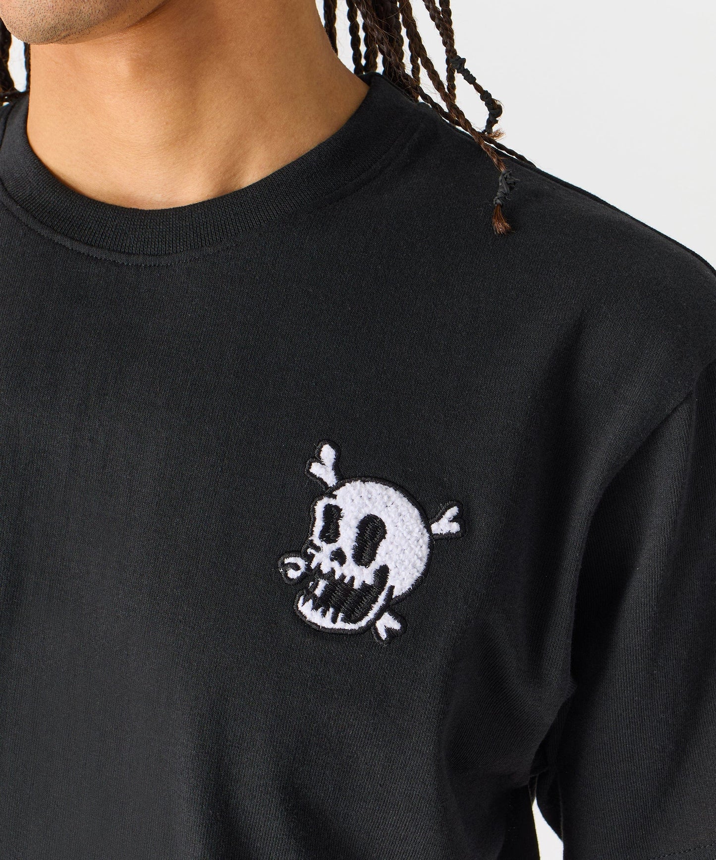 Crossbones Chenille Patch Short Sleeve Tee - Black