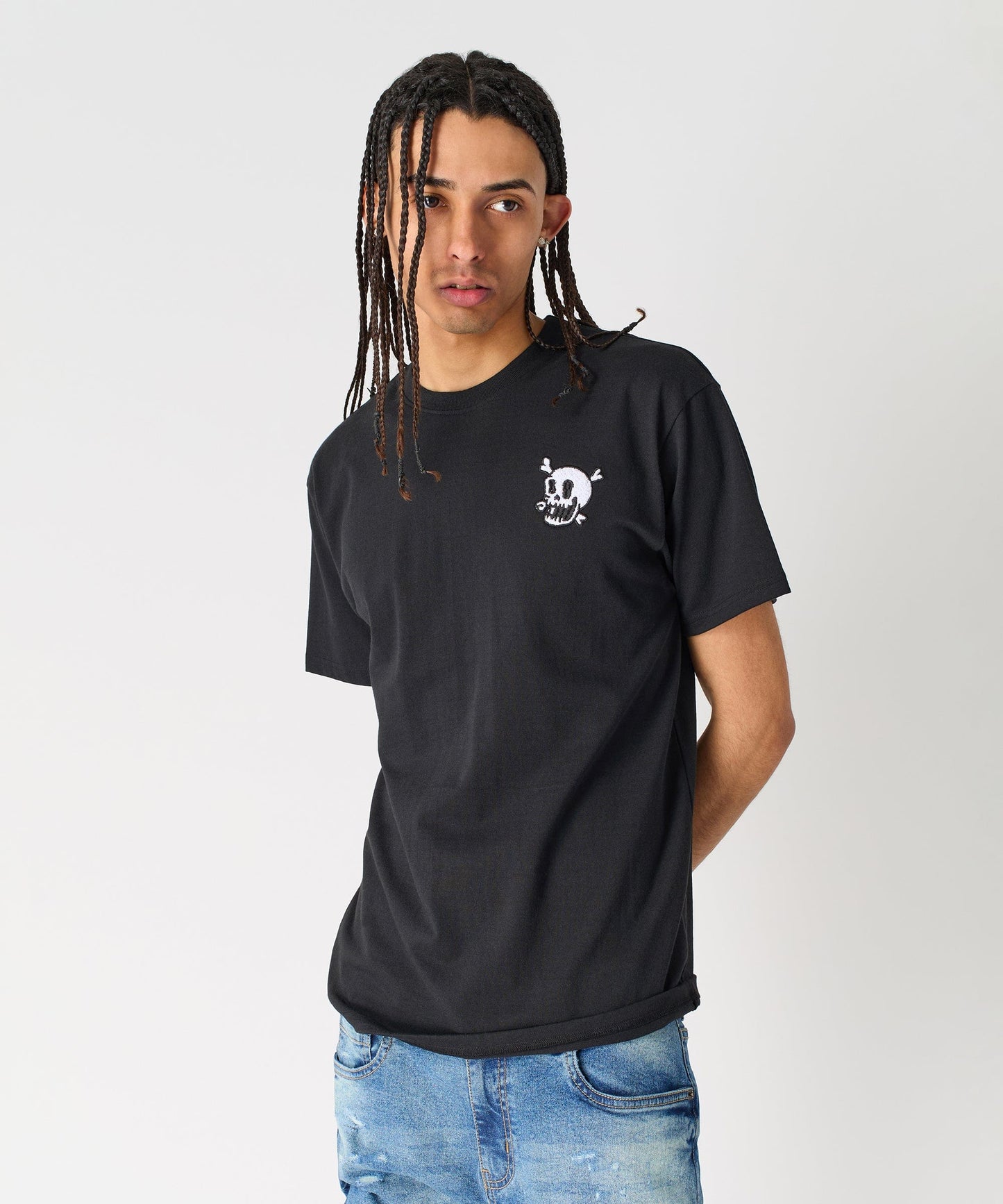 Crossbones Chenille Patch Short Sleeve Tee - Black