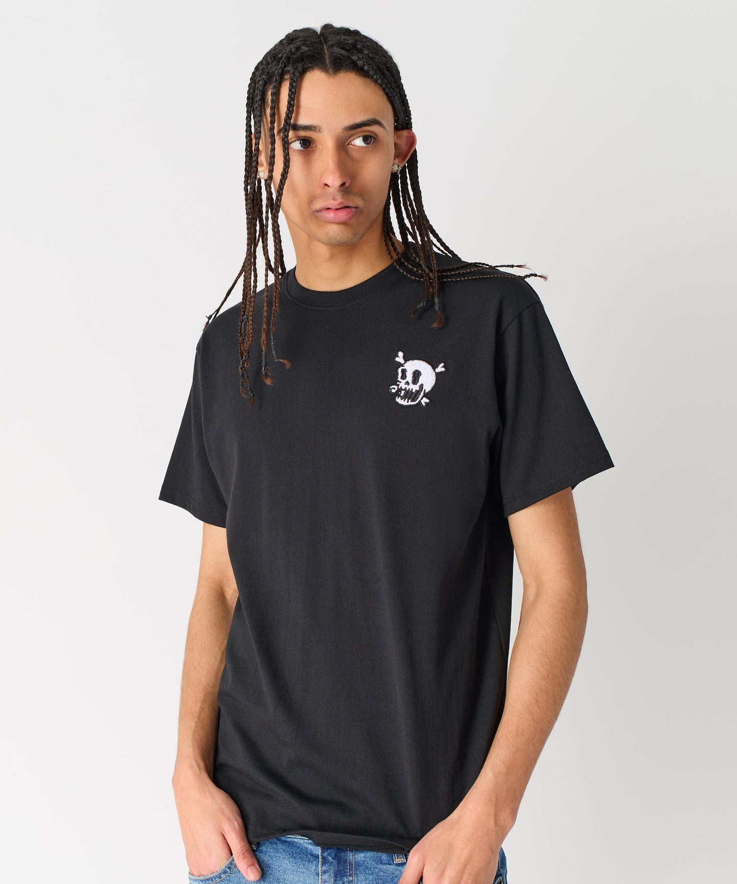 Crossbones Chenille Patch Short Sleeve Tee - Black