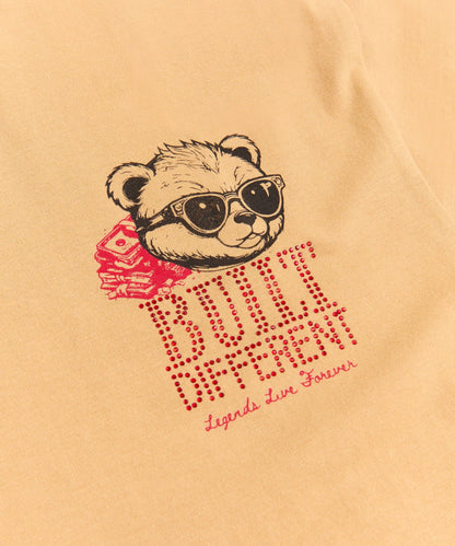 Built Different Rhinestone Short Sleeve Tee - Khaki