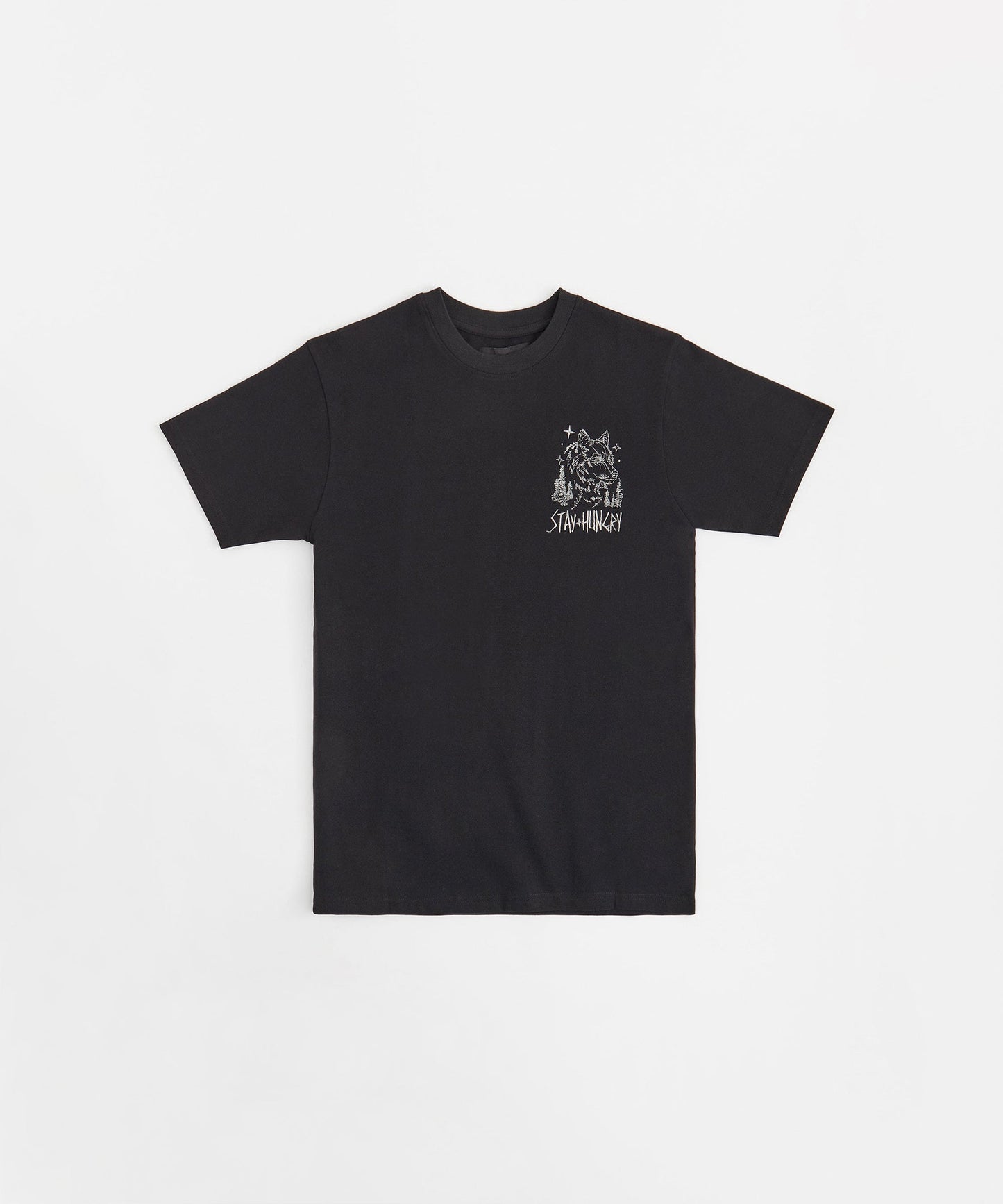 Stay Hungry Embroidered Short Sleeve Tee - Black