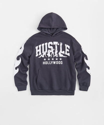 Hustle Chenille Patched Hoodie - Black