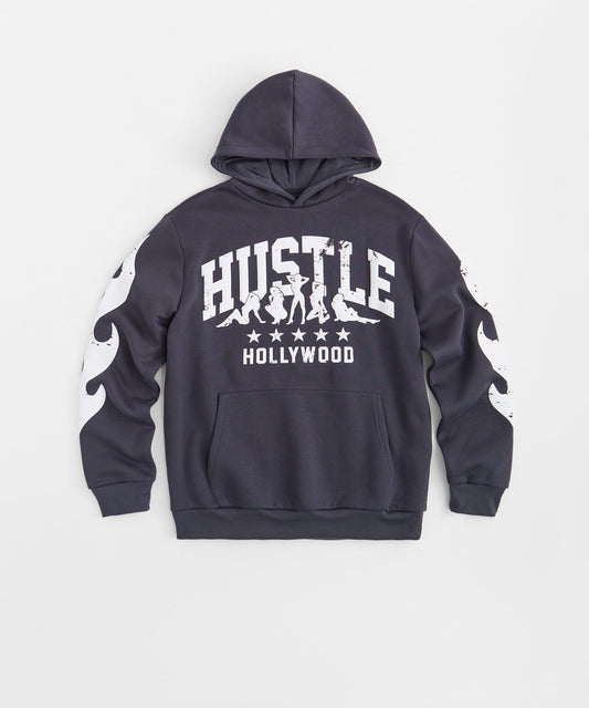 Hustle Chenille Patched Hoodie - Black