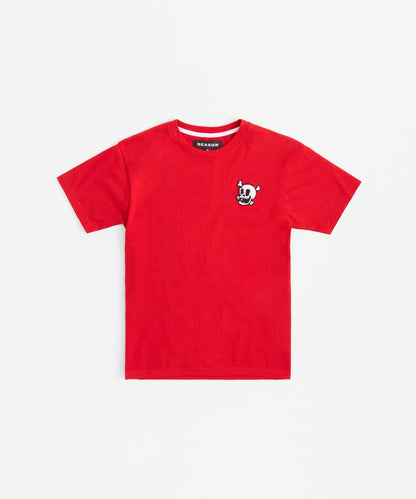 Crossbones Chenille Patch Short Sleeve Tee - Red