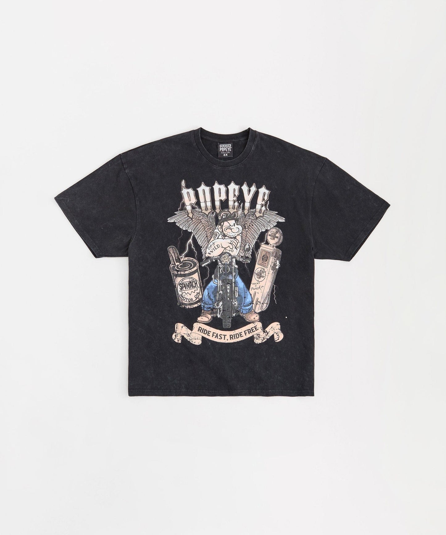 Popeye Ride Fast Short Sleeve Tee - Washed Black