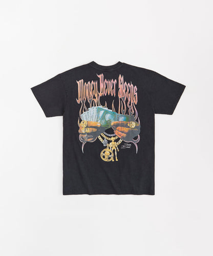 Money Never Sleeps Washed Short Sleeve Tee - Black
