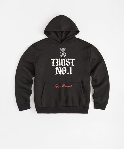 Trust No 1 Front And Back Print Hoodie - Black
