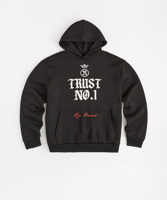 Trust No 1 Front And Back Print Hoodie - Black