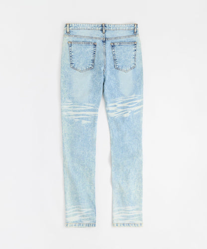 Destroyed Rip and Repair Denim Jeans - Light Blue