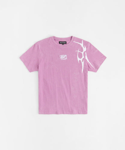 Washed Embroidered Short Sleeve Tee - Purple
