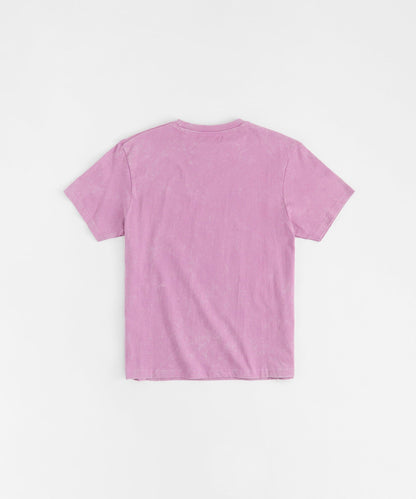 Washed Embroidered Short Sleeve Tee - Purple