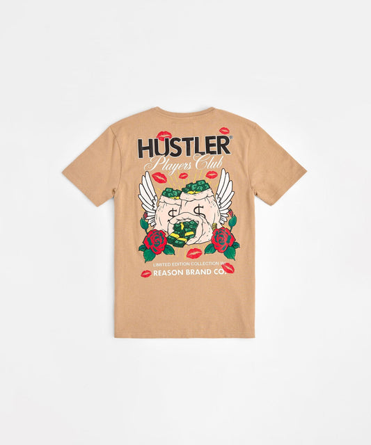Hustler Players Club Embroidered Short Sleeve Tee - Clay