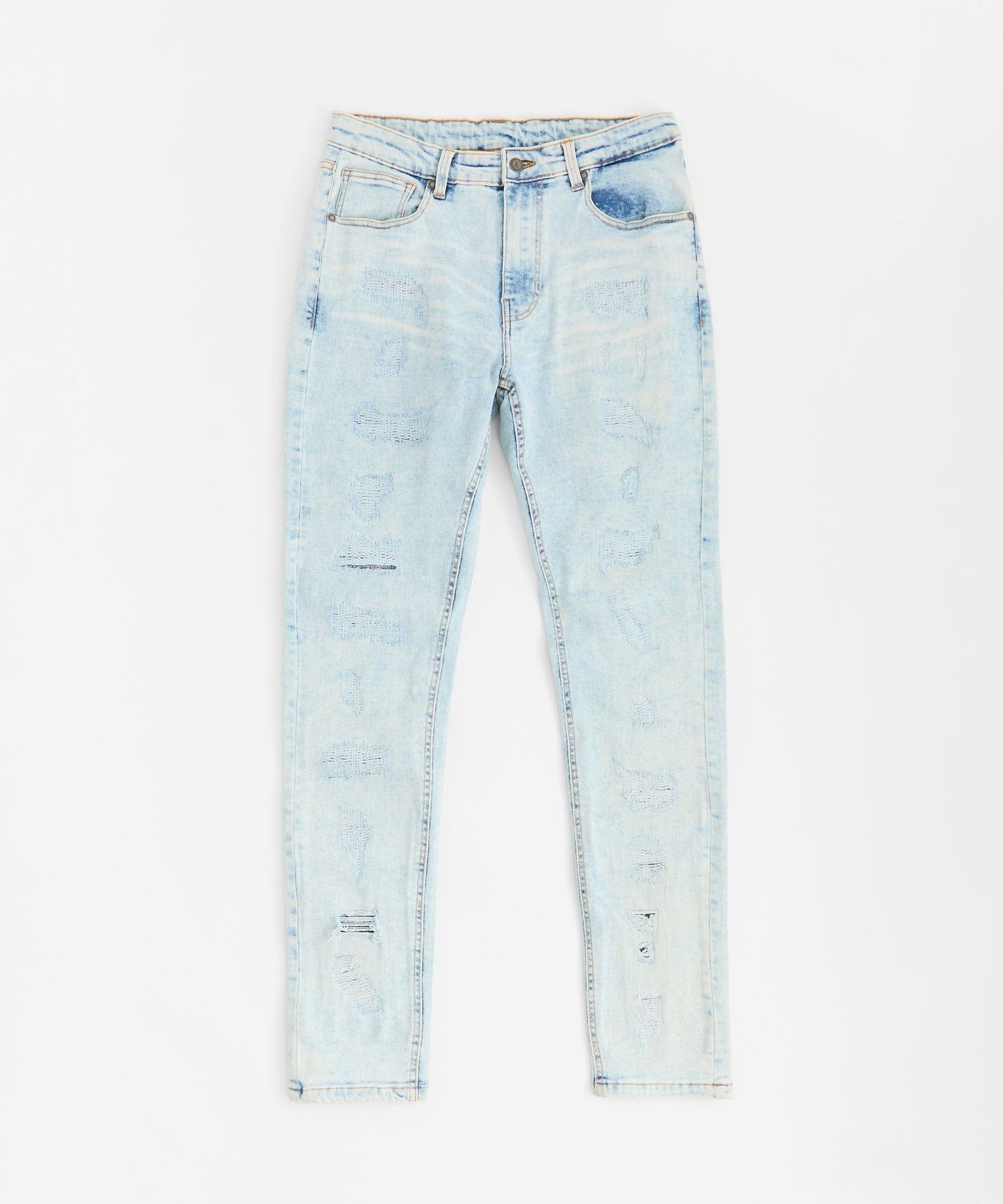 Destroyed Rip Denim Jeans - Light Blue