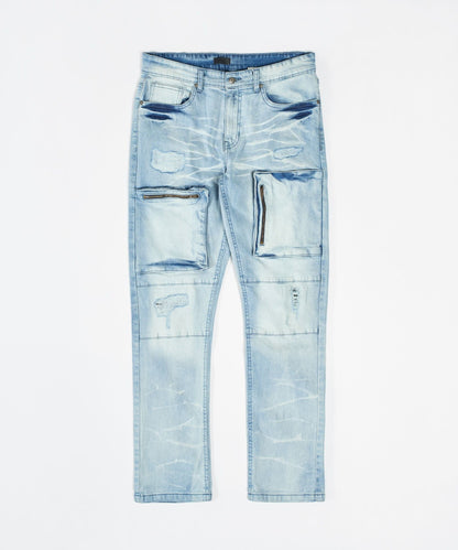 Cargo Denim Jeans - Light Blue