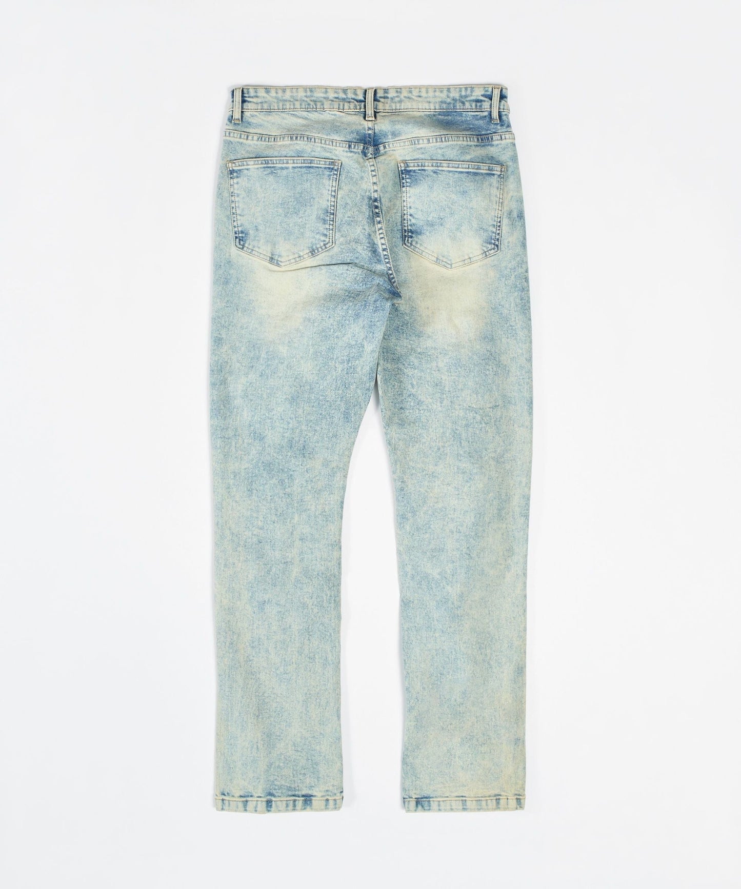 Two Tone Flare Denim Jeans - Light Blue