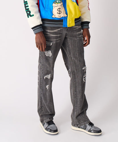 Washed Fleur Denim Pant - Black