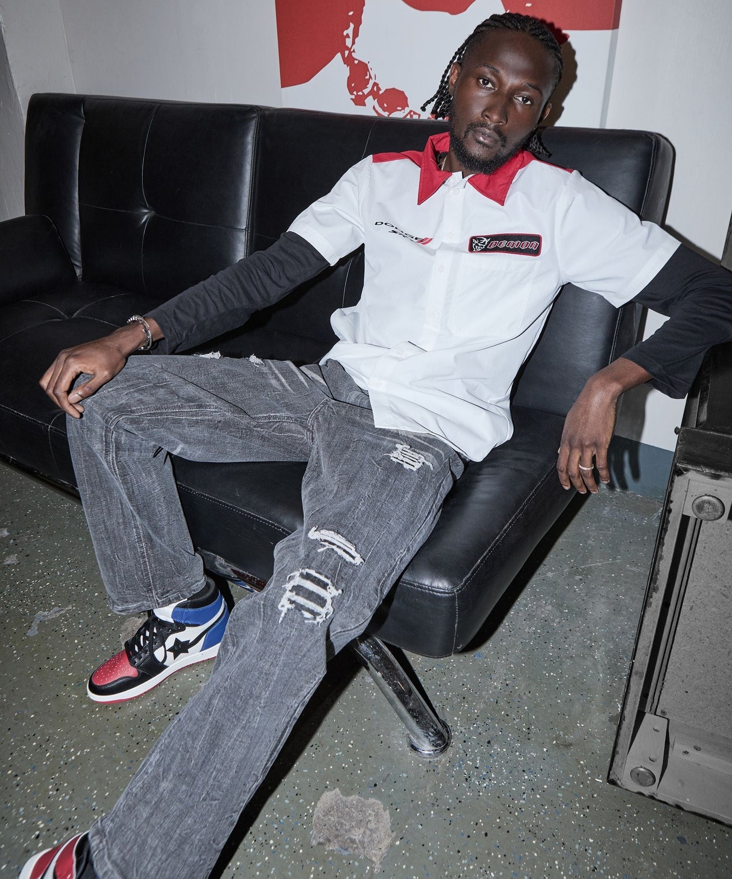 Washed Fleur Denim Pant - Black