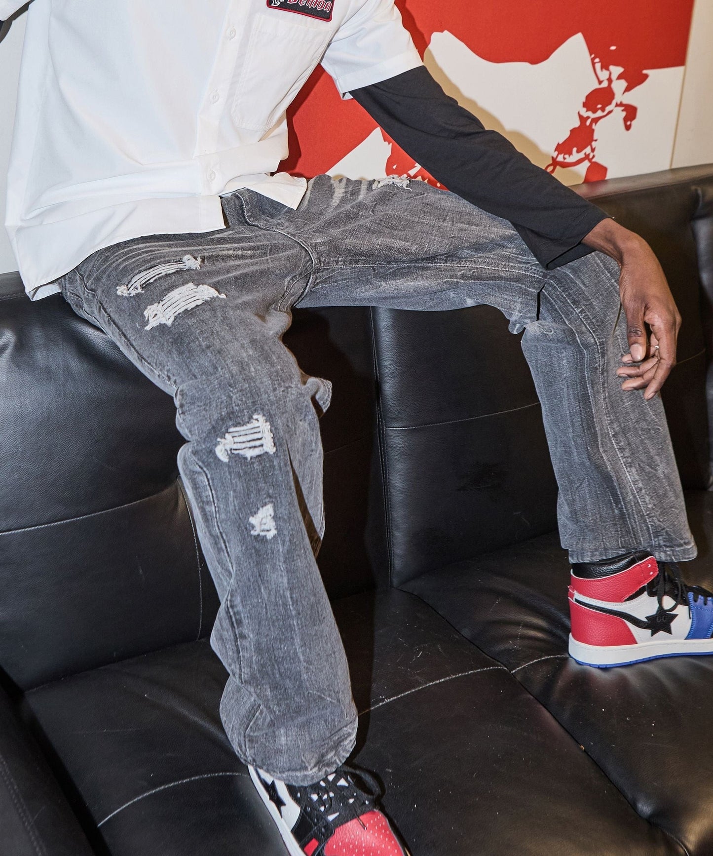 Washed Fleur Denim Pant - Black