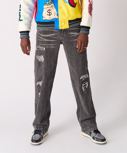 Washed Fleur Denim Pant - Black