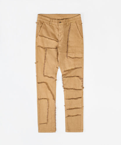 Frayed Denim Jeans - Khaki