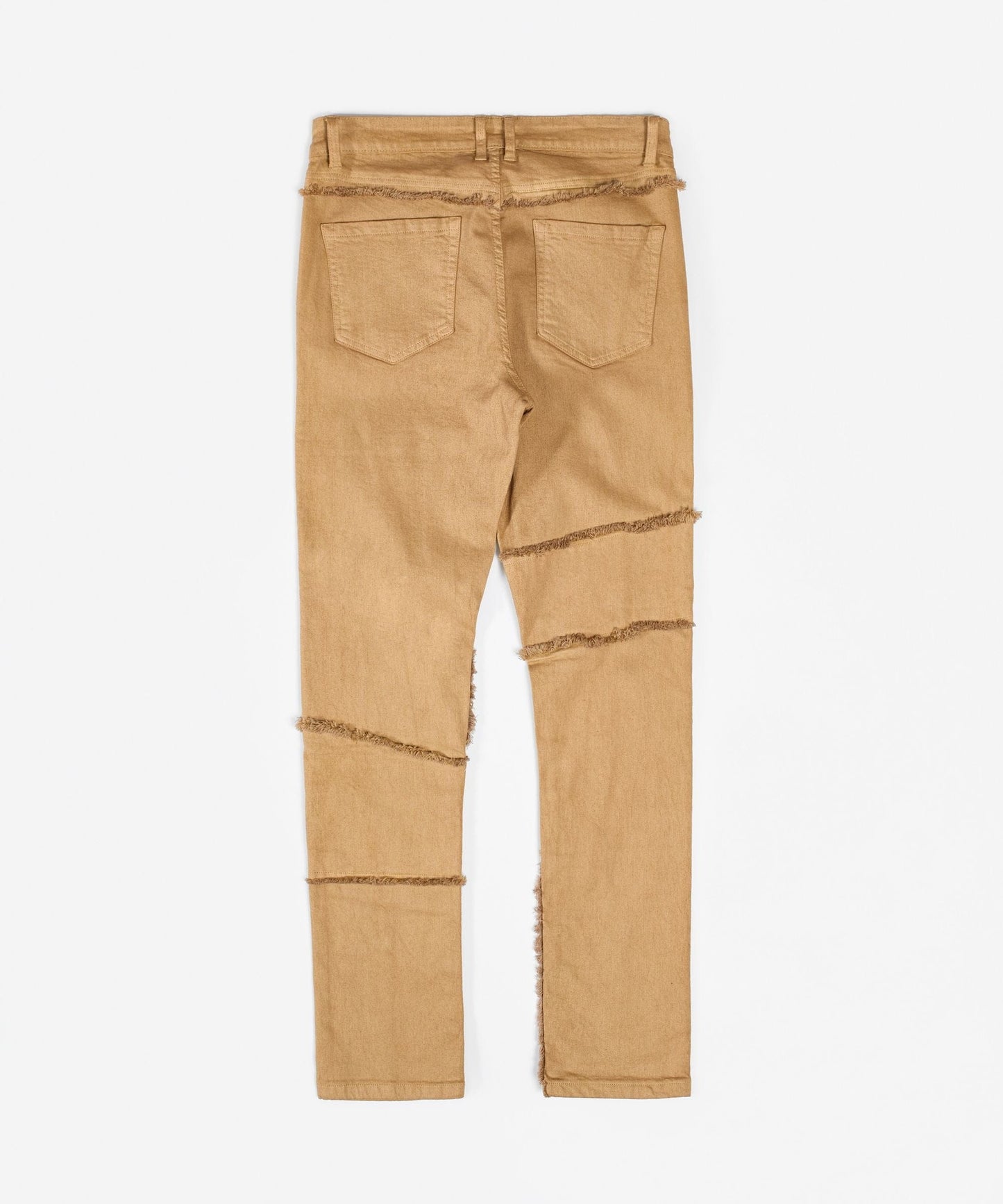 Frayed Denim Jeans - Khaki