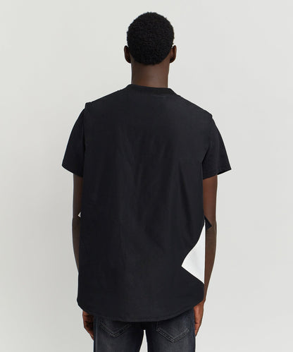 Bader Cotton Twill Color Block Utility Vest - Black&White