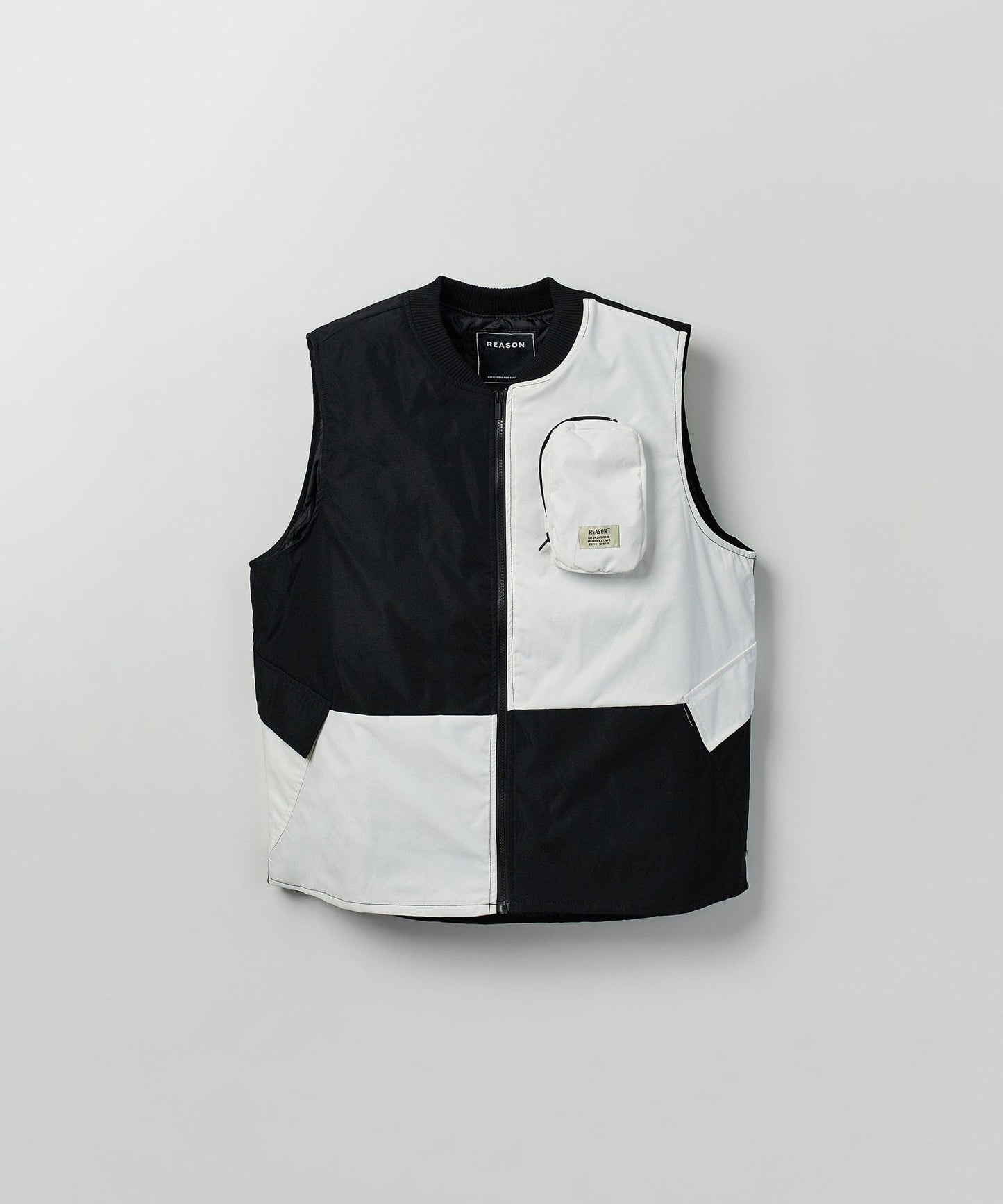 Bader Cotton Twill Color Block Utility Vest - Black&White
