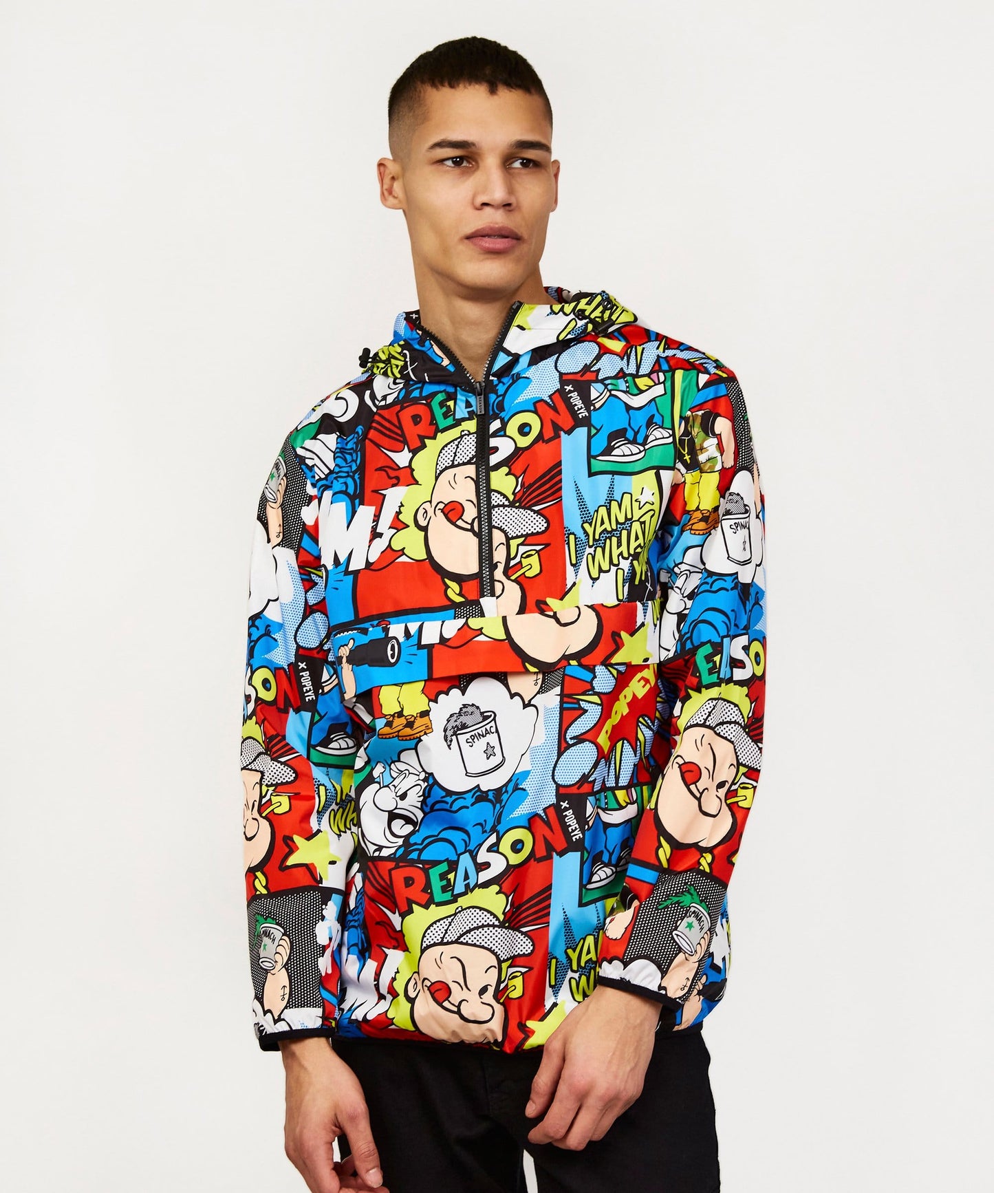Popeye Half-Zip Allover Comic Print Anorak