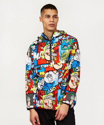Popeye Half-Zip Allover Comic Print Anorak