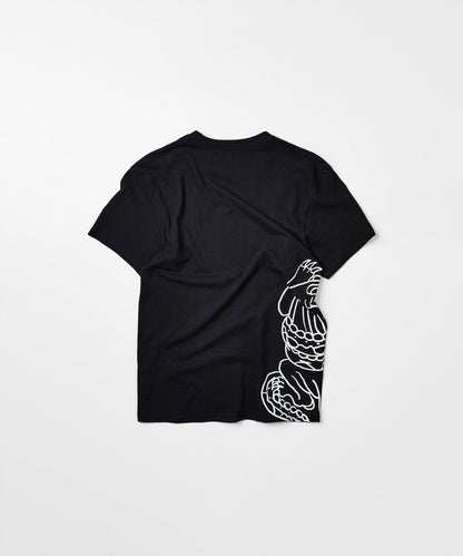 Panter Short Sleeve Graphic Print Embroidered Detail Tee - Black