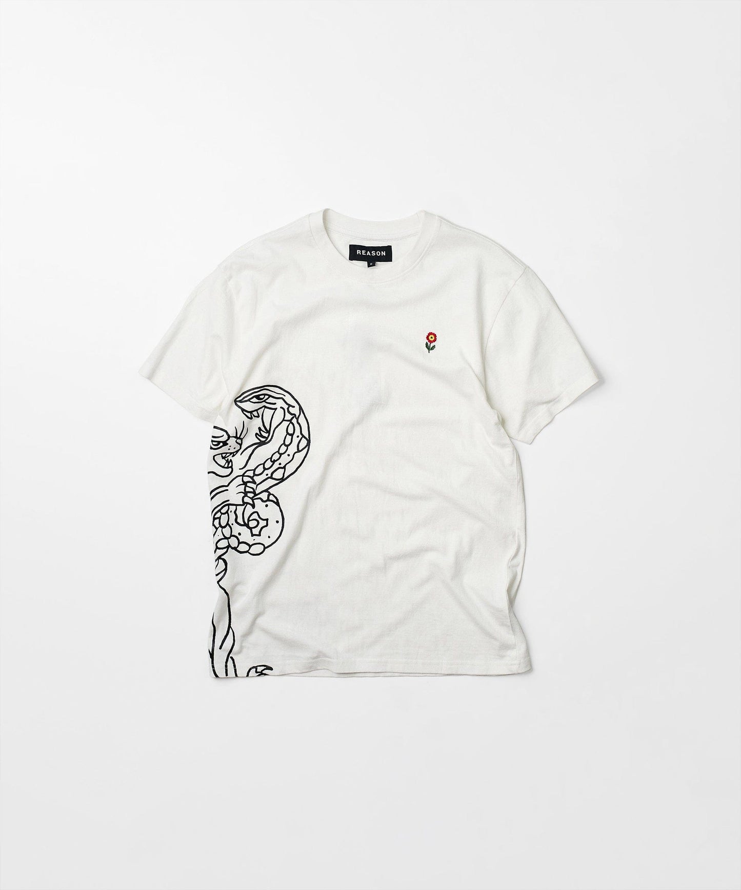 Panter Short Sleeve Graphic Print Embroidered Detail Tee - White