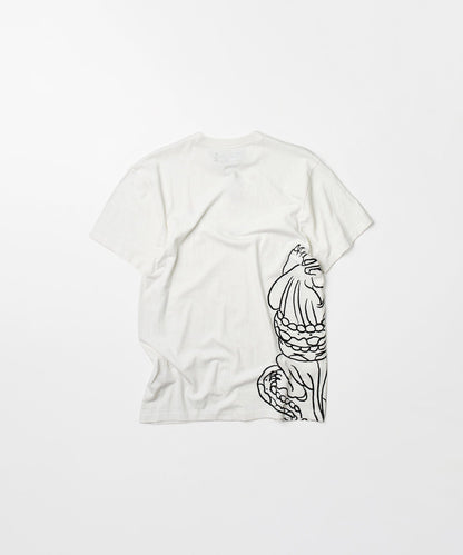 Panter Short Sleeve Graphic Print Embroidered Detail Tee - White