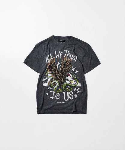 All We Trust Burnout Wash Short Sleeve Graphic Print Tee - Charcoal
