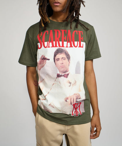 Scarface White Suit Short Sleeve Tee - Olive Green