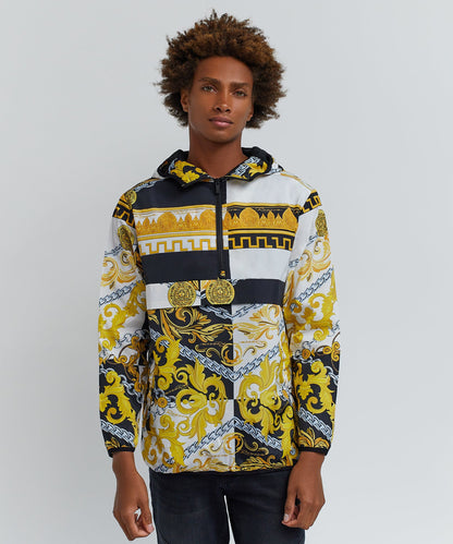 Medusa Gold Chain Print Half-Zip Anorak