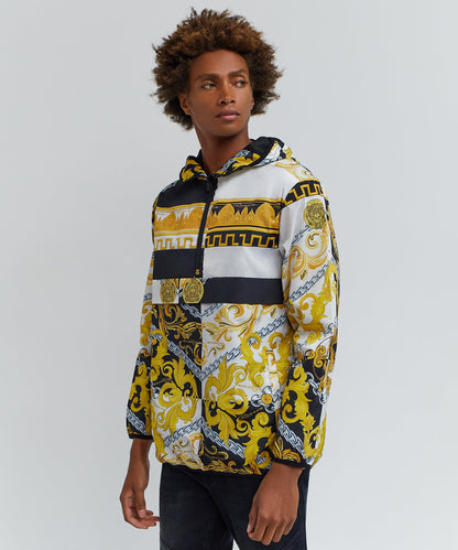 Medusa Gold Chain Print Half-Zip Anorak