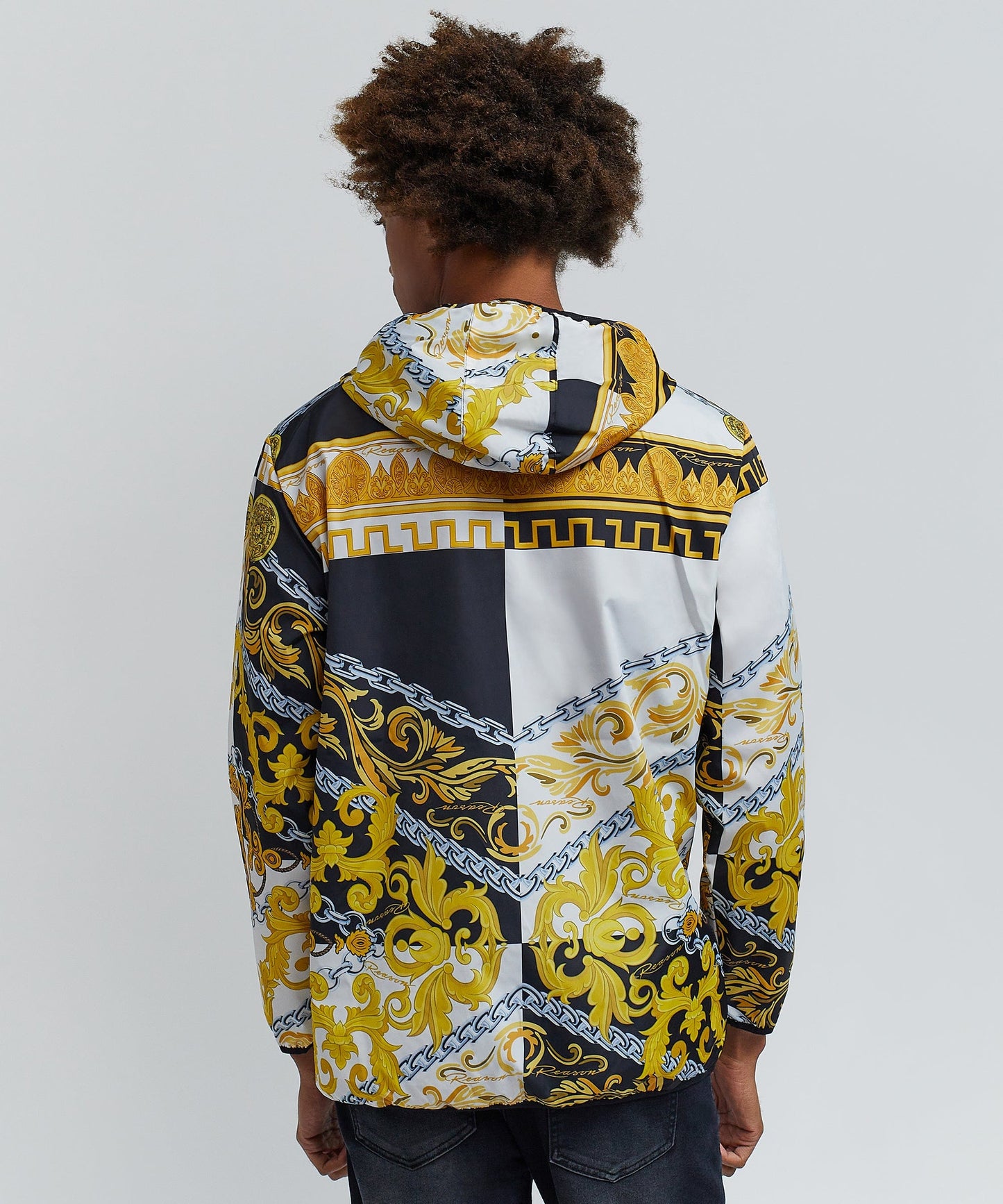 Medusa Gold Chain Print Half-Zip Anorak
