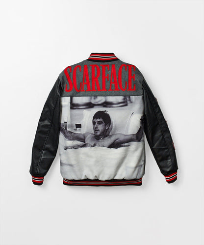 Scarface The World Varsity Jacket PU - Black And Grey