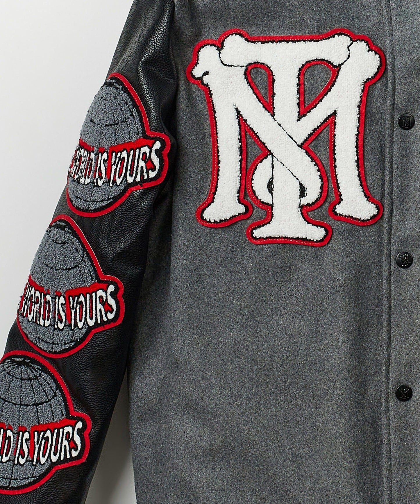 Scarface The World Varsity Jacket PU - Black And Grey