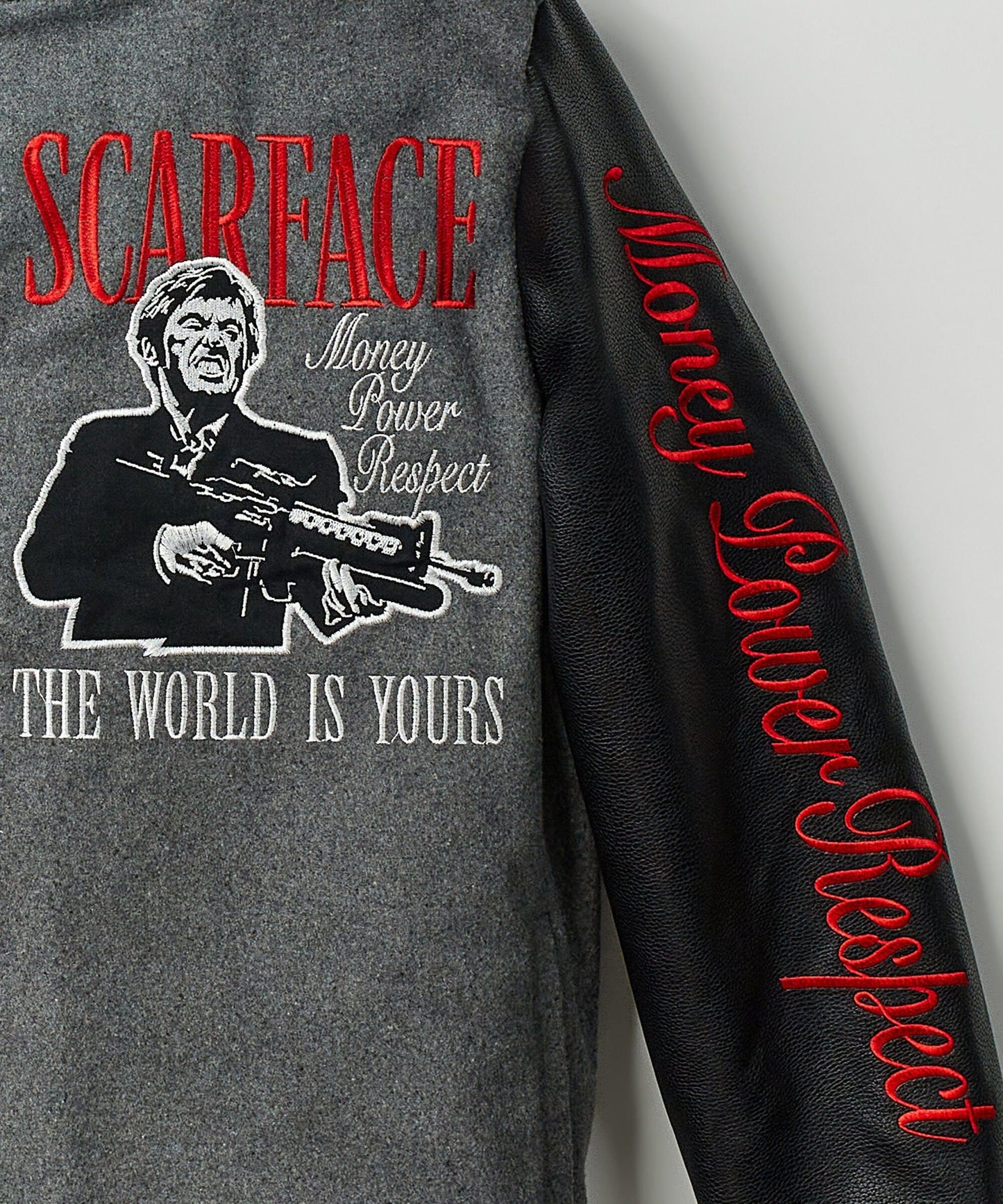 Scarface The World Varsity Jacket PU - Black And Grey