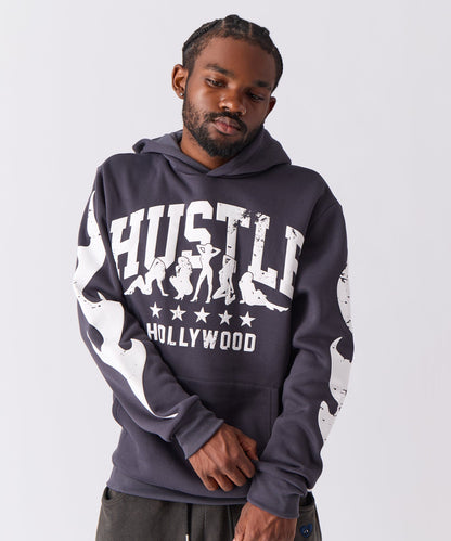 Hustle Chenille Patched Hoodie - Black