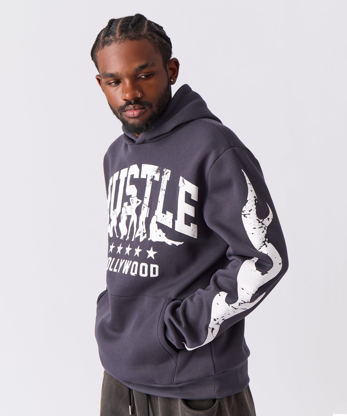Hustle Chenille Patched Hoodie - Black