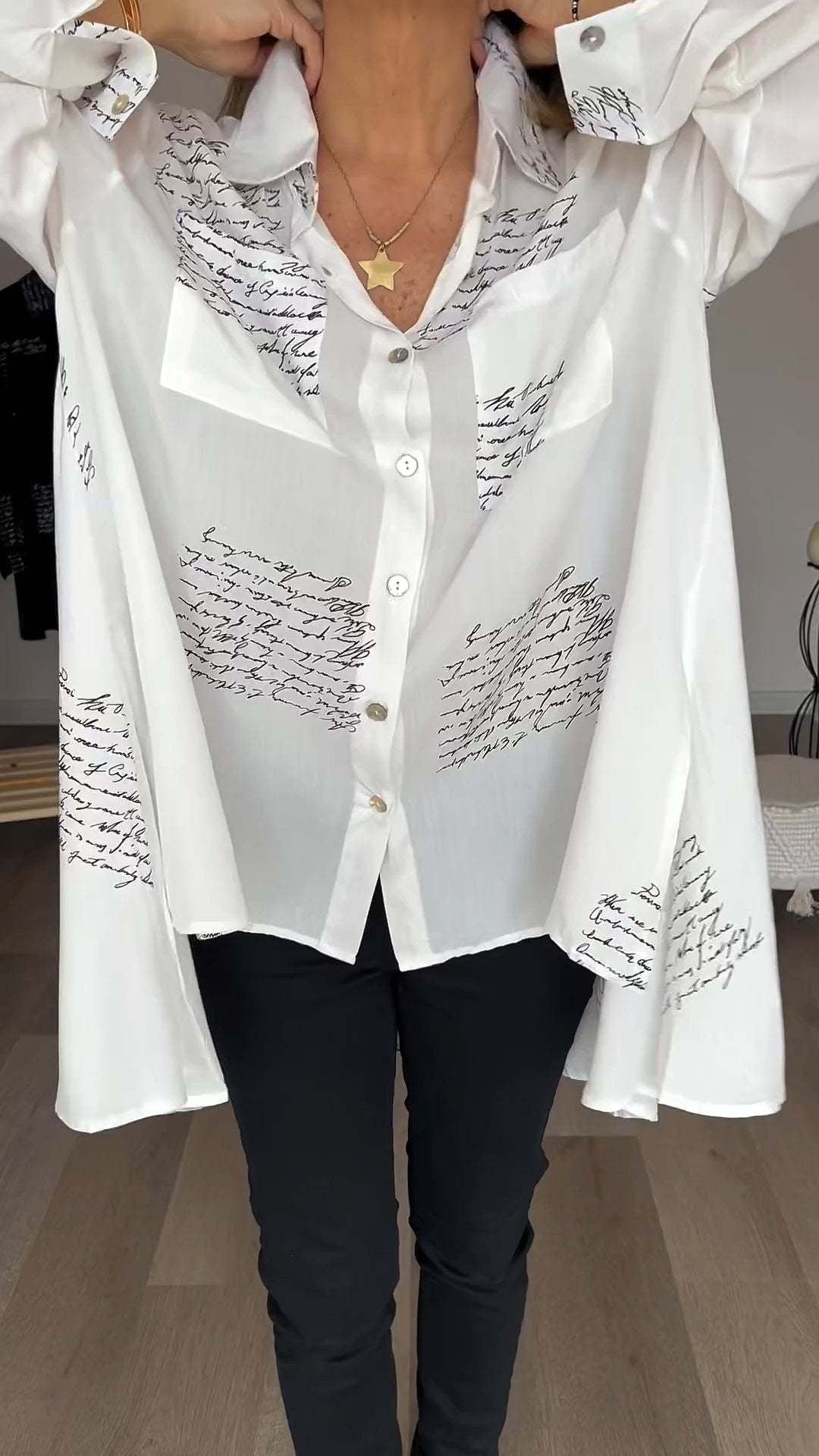 Tiemona | Script Button-Up Shirt